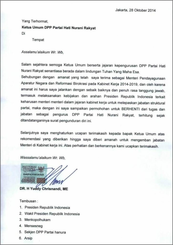 Contoh Surat Pengundaran Diri Kerja