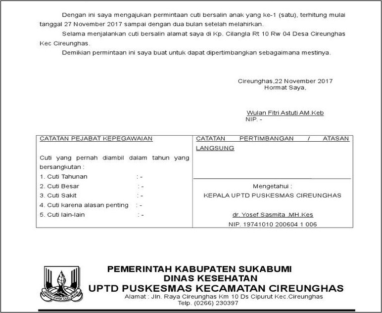 Contoh Surat Penugasan Untuk Bekerja Kembali Setelah Cuti