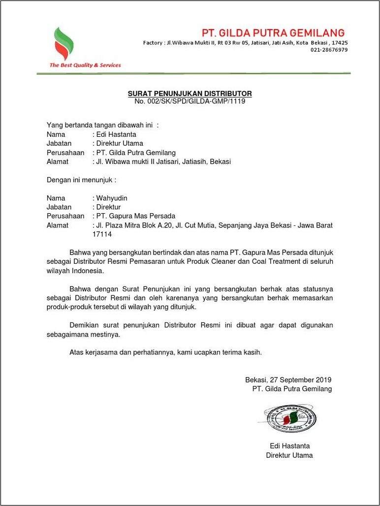Contoh Surat Penunjukan Kerja Doc