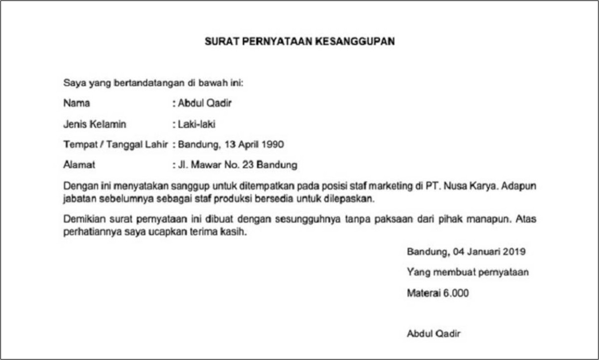 Contoh Surat Penyelesaian Pekerjaan