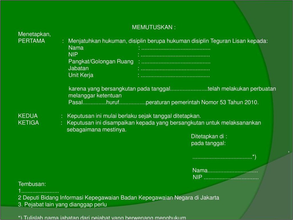 Contoh Surat Peringatan Pns Yang Tidak Masuk Kerja