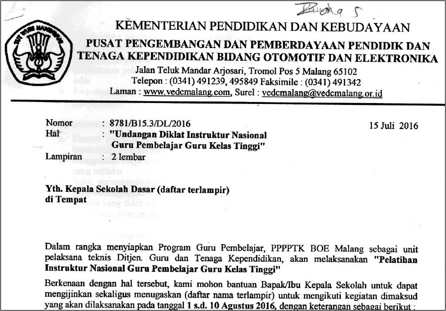 Contoh Surat Perintah Kerja Nama Terlampir