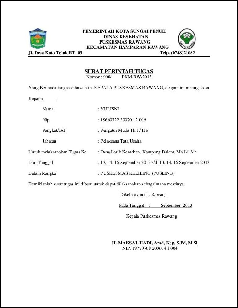 Contoh Surat Perintah Kerja Pdf