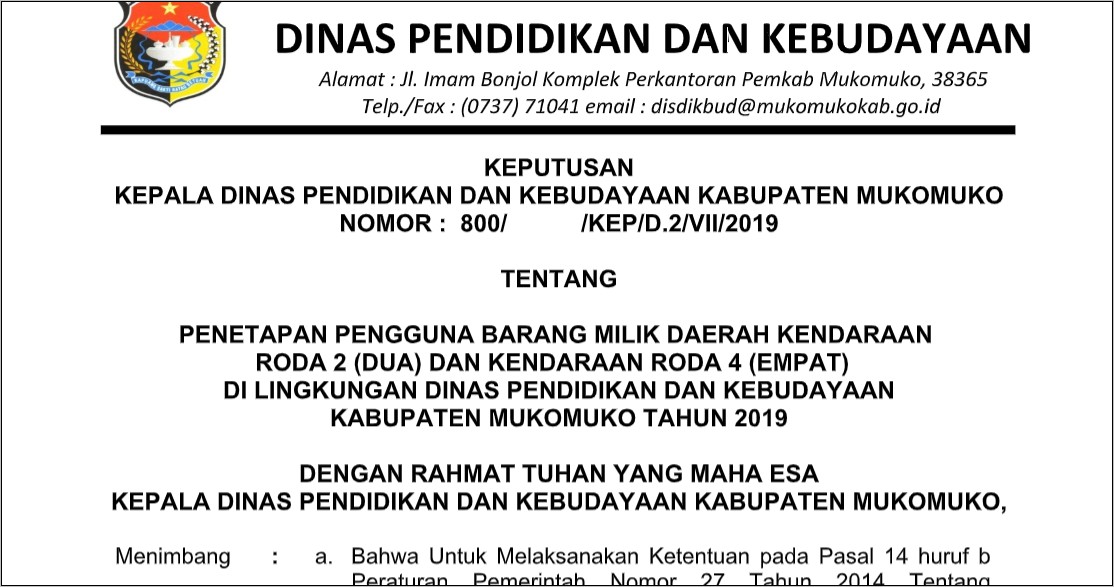 Contoh Surat Perintah Kerja Pemeliharaan Mobil Dinasg