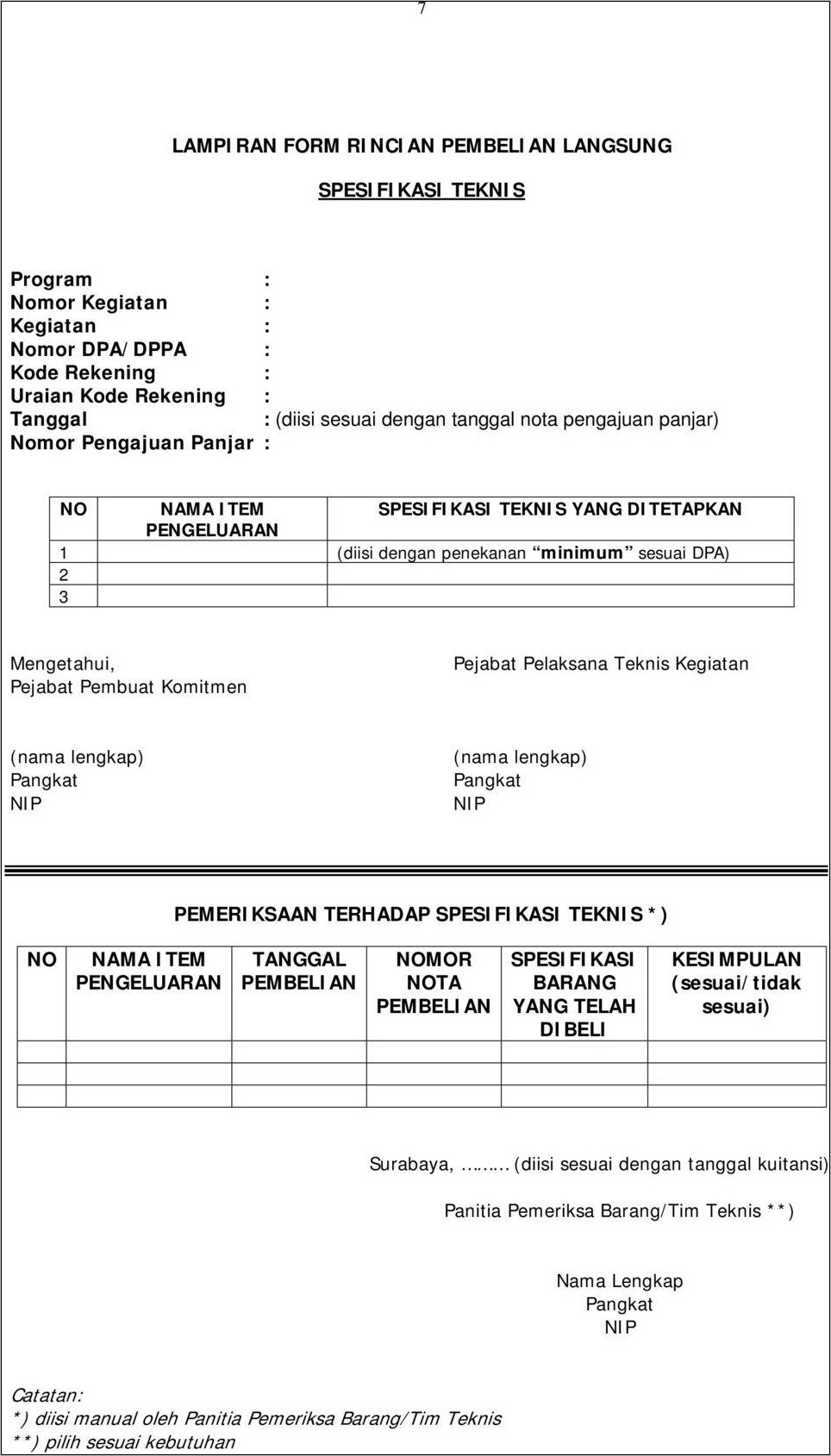 Contoh Surat Perintah Kerja Pengadaan Kendaraan