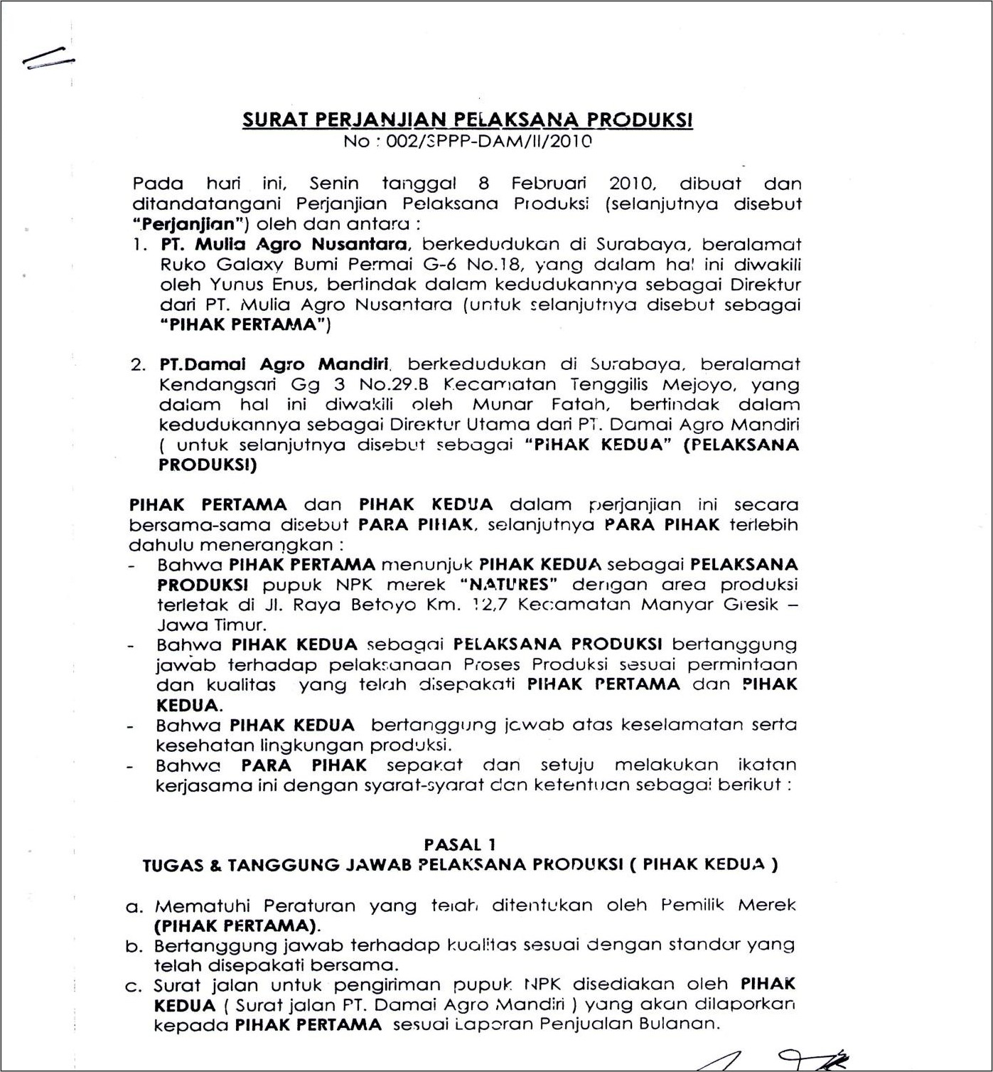 Contoh Surat Perintah Kerja Pengambilan Pupuk