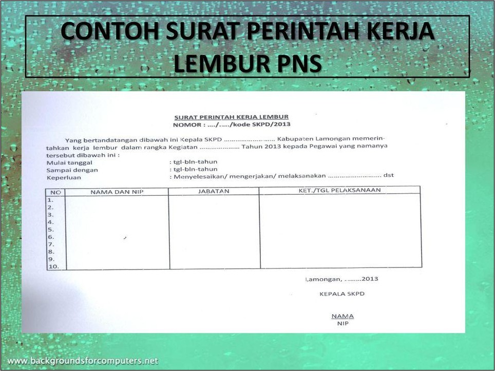 Contoh Surat Perintah Kerja Sesuai Peraturan Kementerian Keuangan