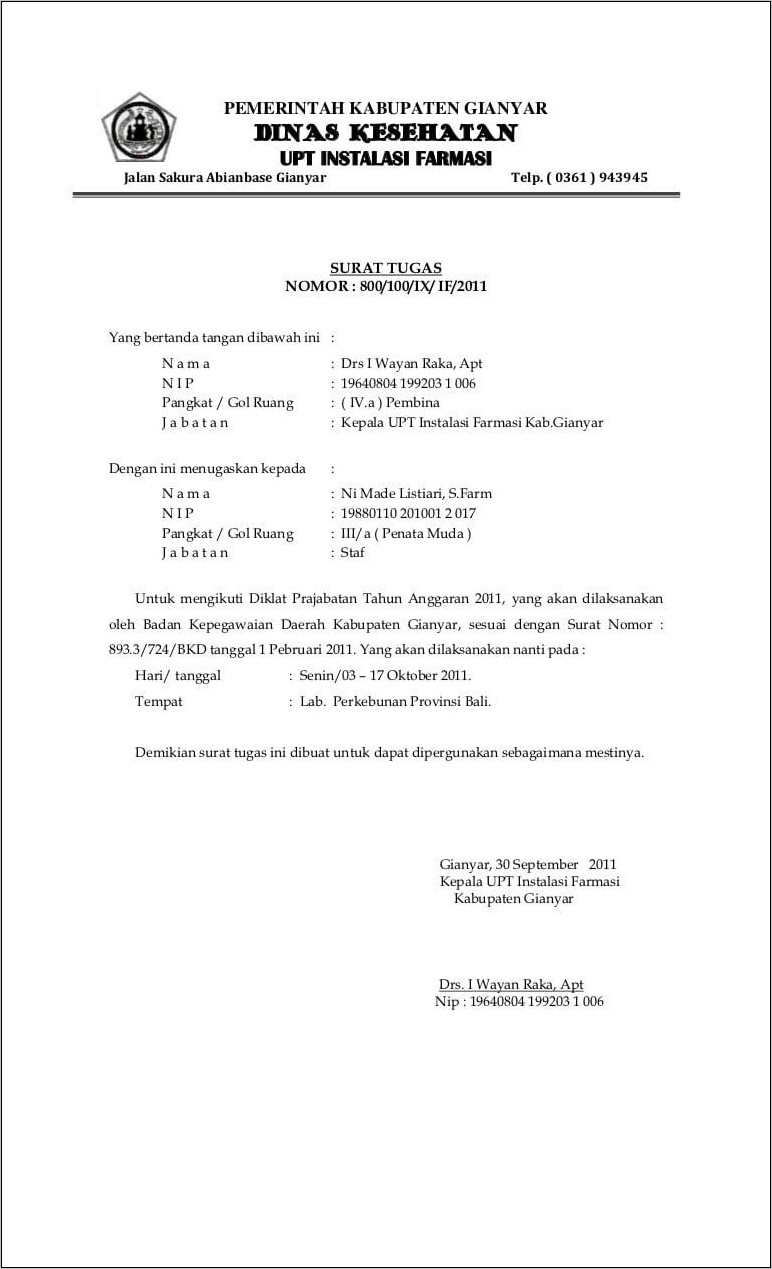 Contoh Surat Perintah Melaksanakan Kerja