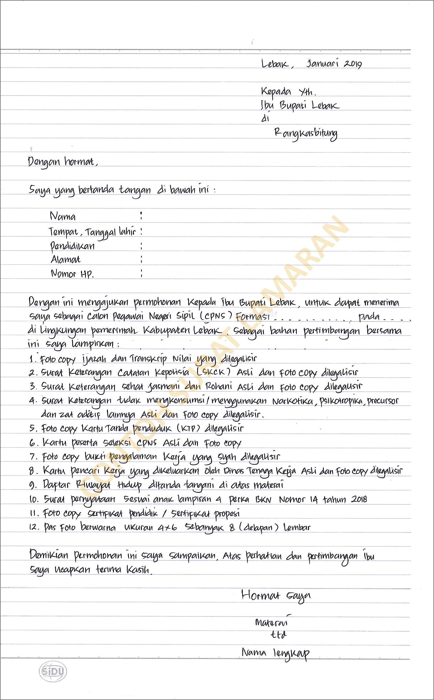 Contoh Surat Perintah Pindah Bagian Kerja