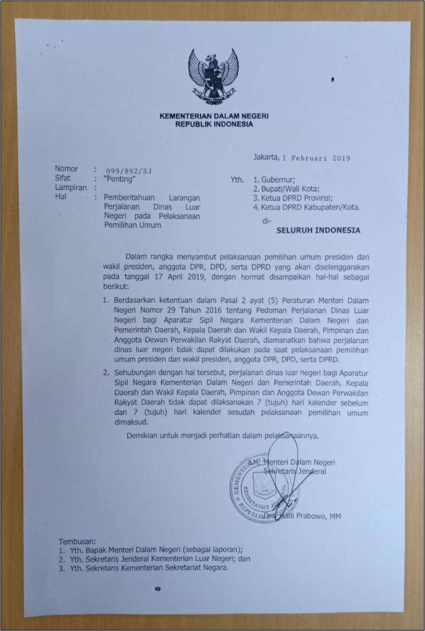 Contoh Surat Perjalanan Kunjungan Kerja Kantor Pemerintah