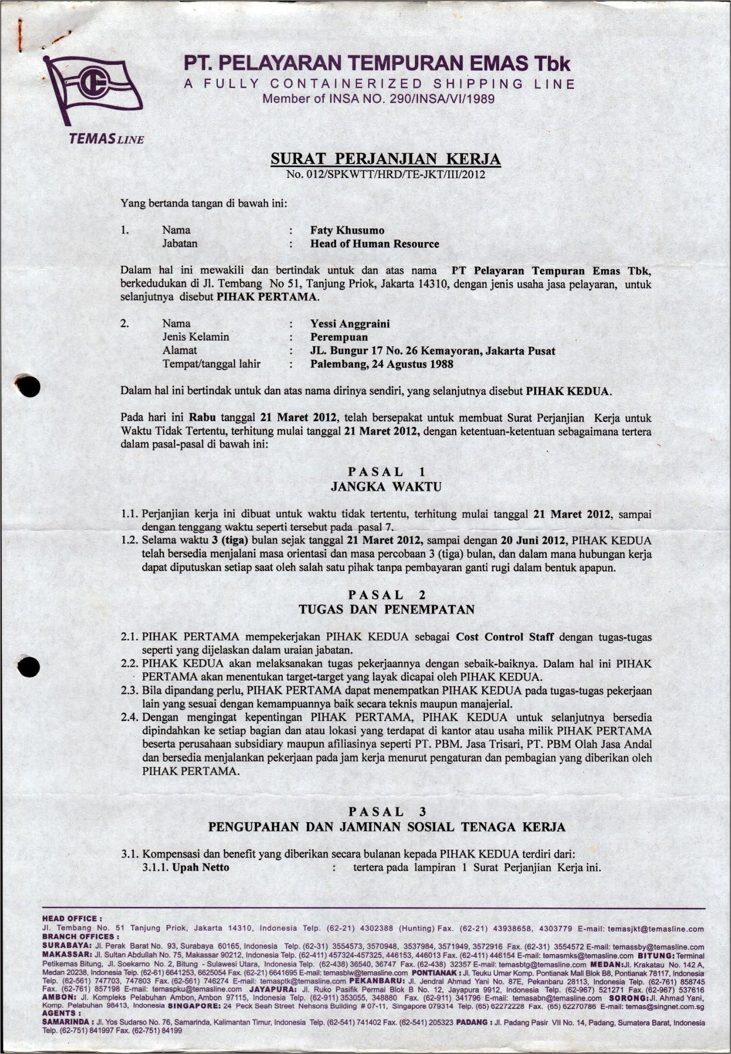 Contoh Surat Perjanjian Disiplin Kerja Di Instansi