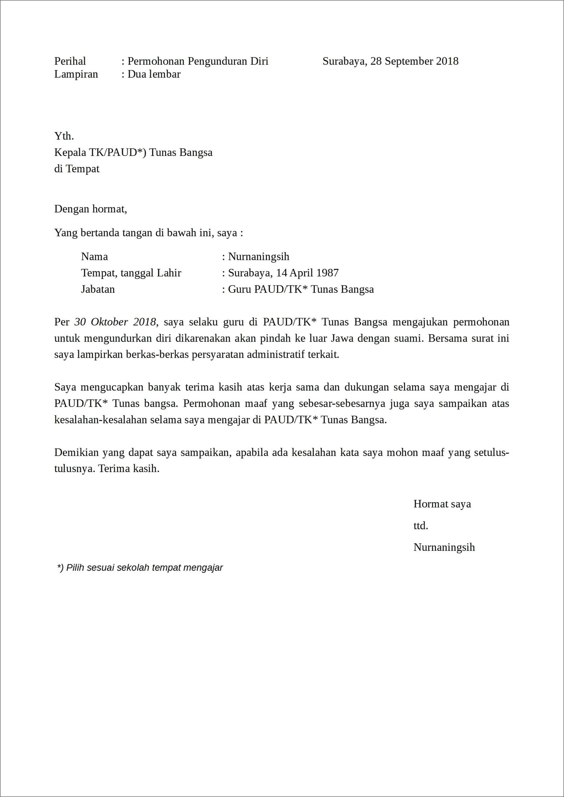 Contoh Surat Perjanjian Kerja Guru Honor Doc