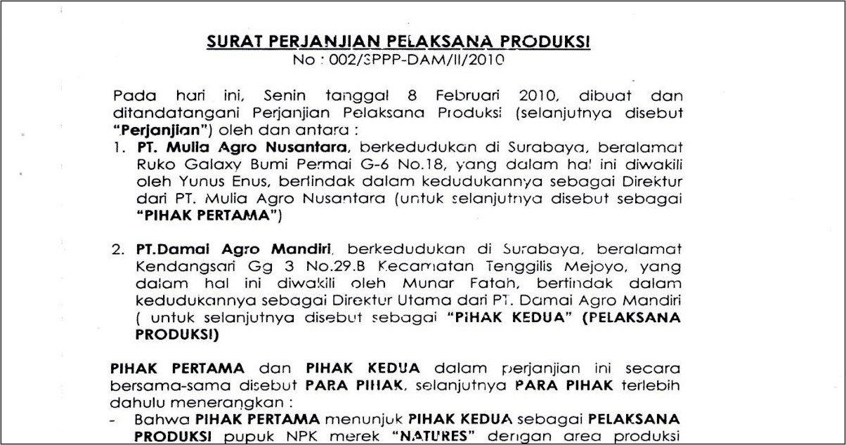 Contoh Surat Perjanjian Kerja Perawat