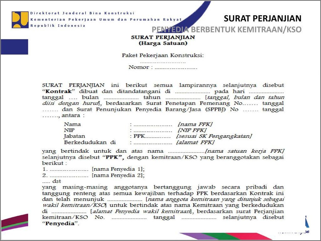 Contoh Surat Perjanjian Konsorsium Bagian Scope Pekerjaan