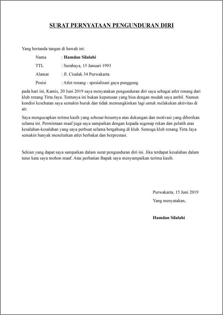 Contoh Surat Perjanjian Kontrak Kerja Atlit