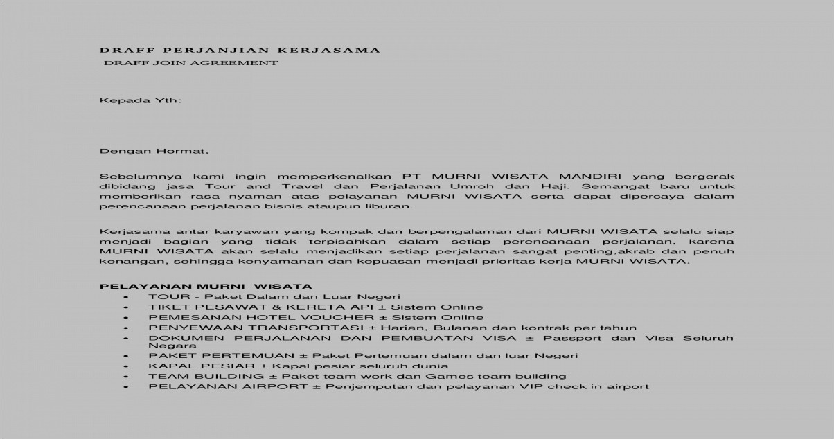Contoh Surat Perjanjian Kontrak Kerja Karyawan Swasta Selama Setahun