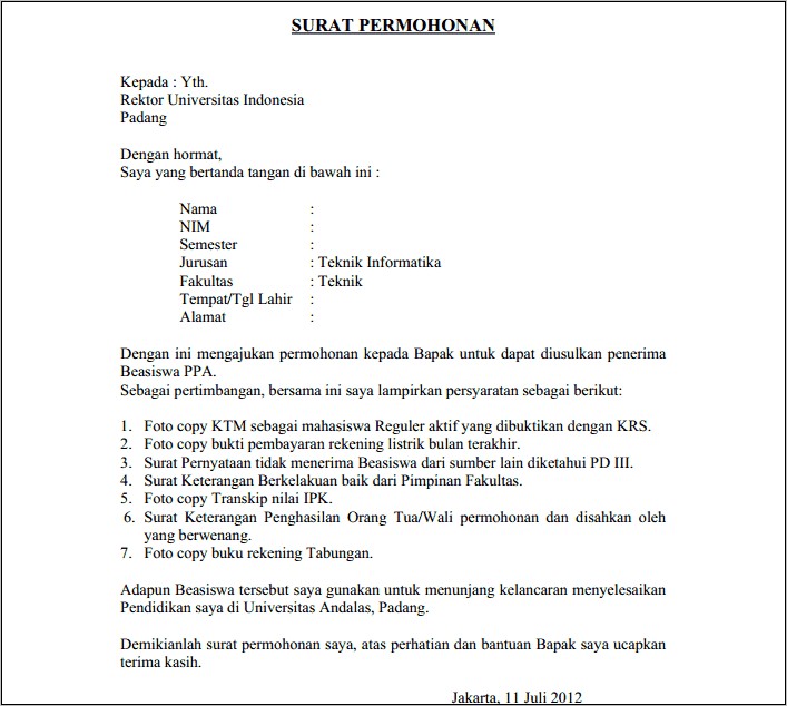 Contoh Surat Permintaan Kebutuhan Alat Pekerjaan Paching