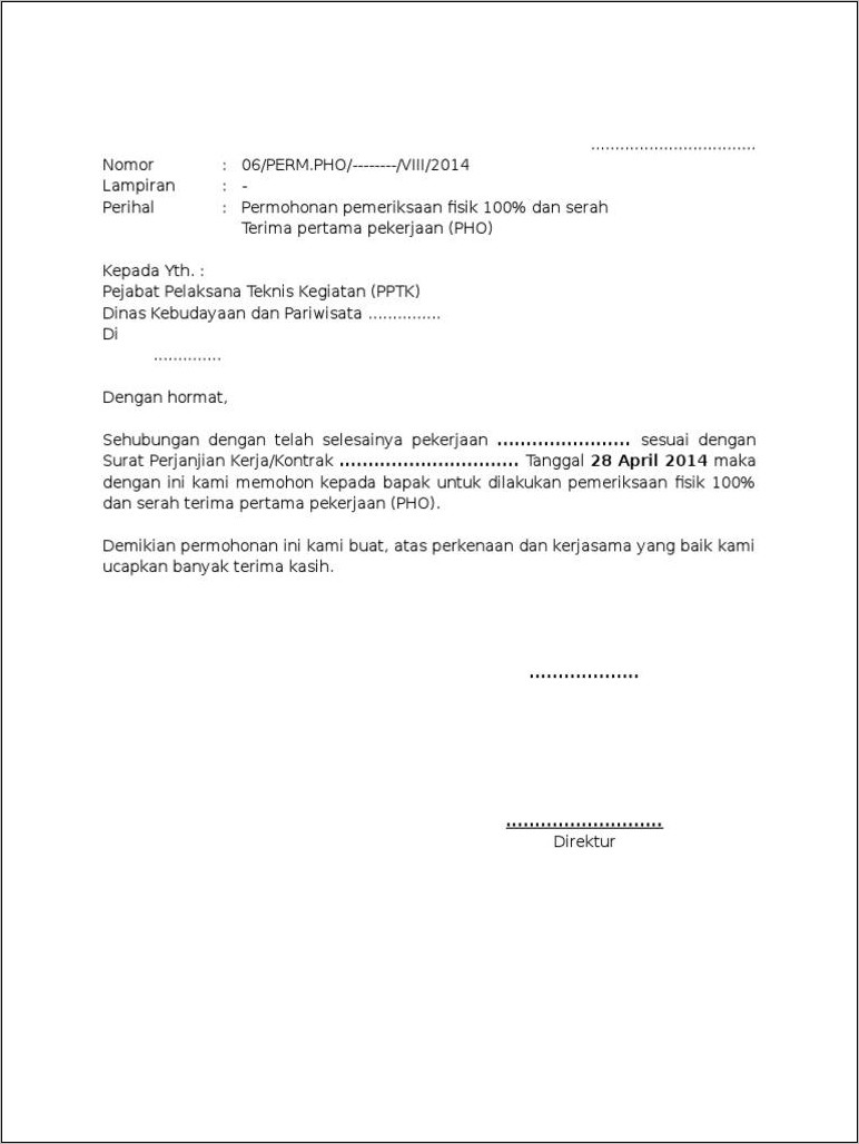 Contoh Surat Permohoan Po Kerja Tambah