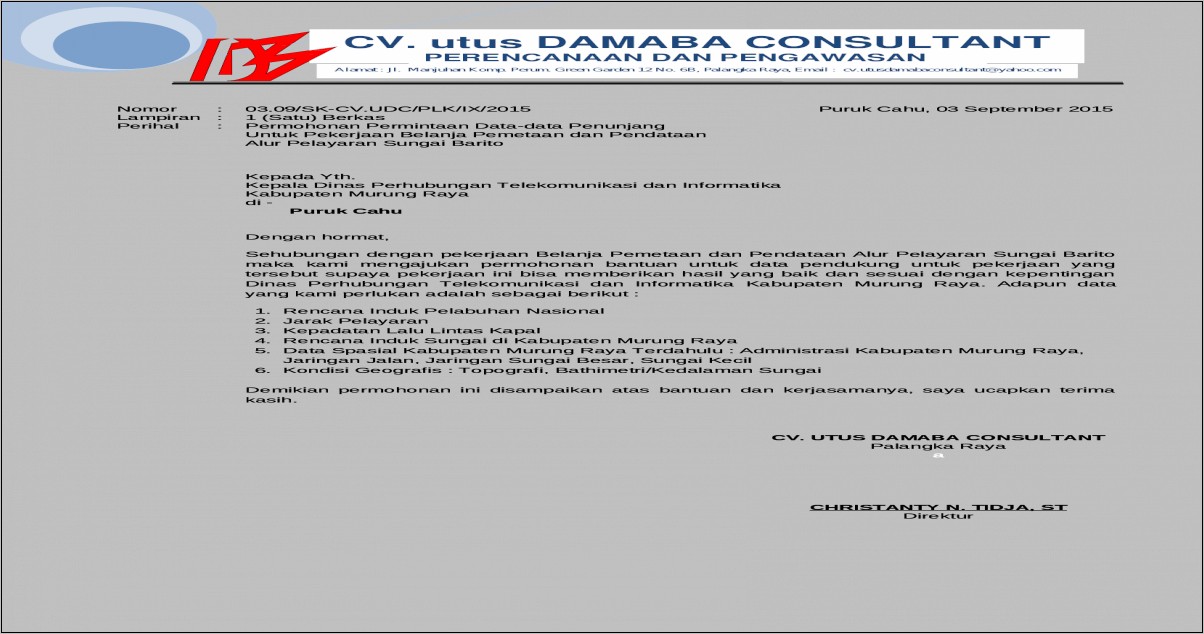 Contoh Surat Permohonan Data Angkatan Kerja