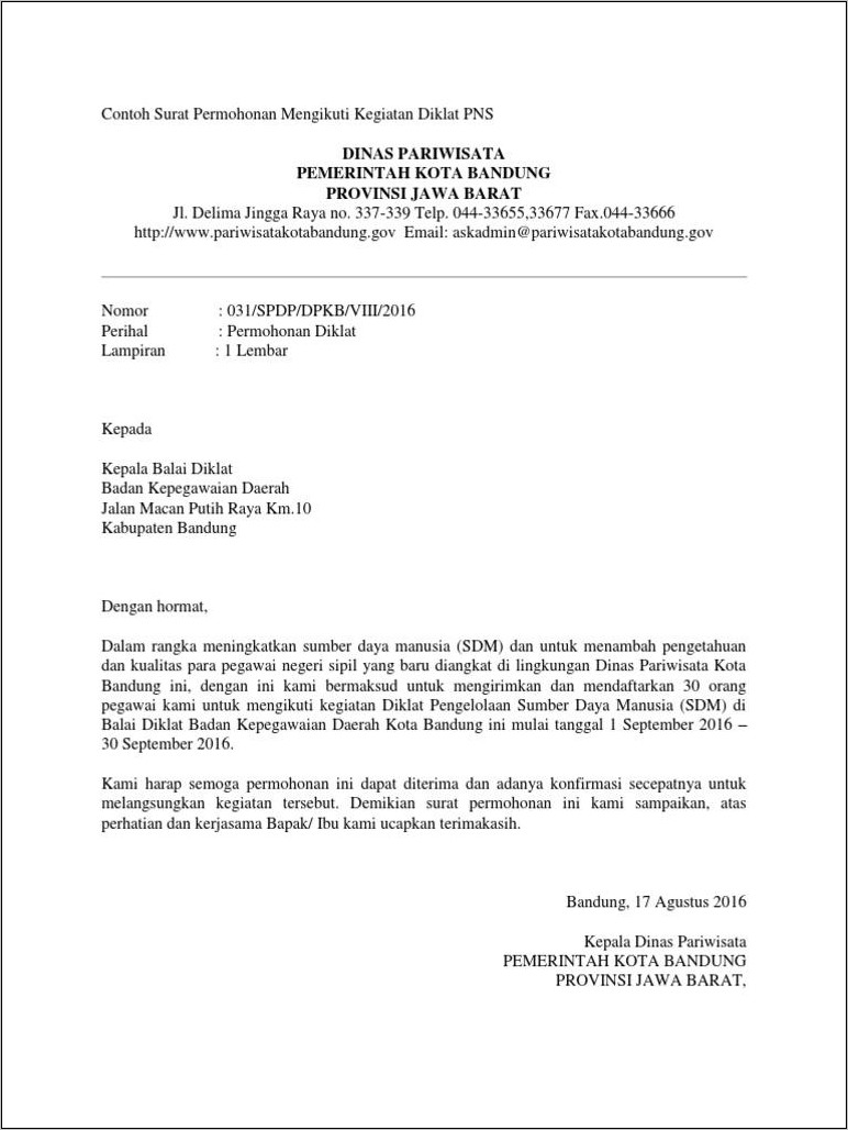 Contoh Surat Permohonan Izin Kerja Provinsi Riau