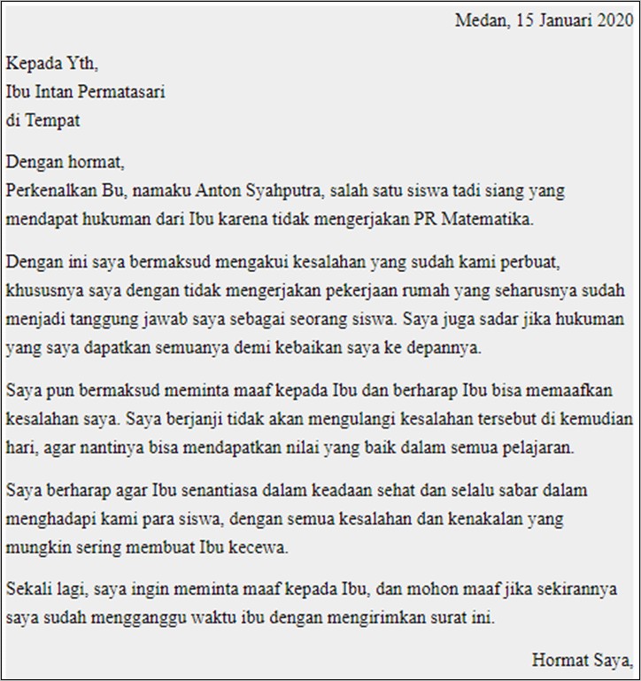 Contoh Surat Permohonan Maaf Kerja Sama