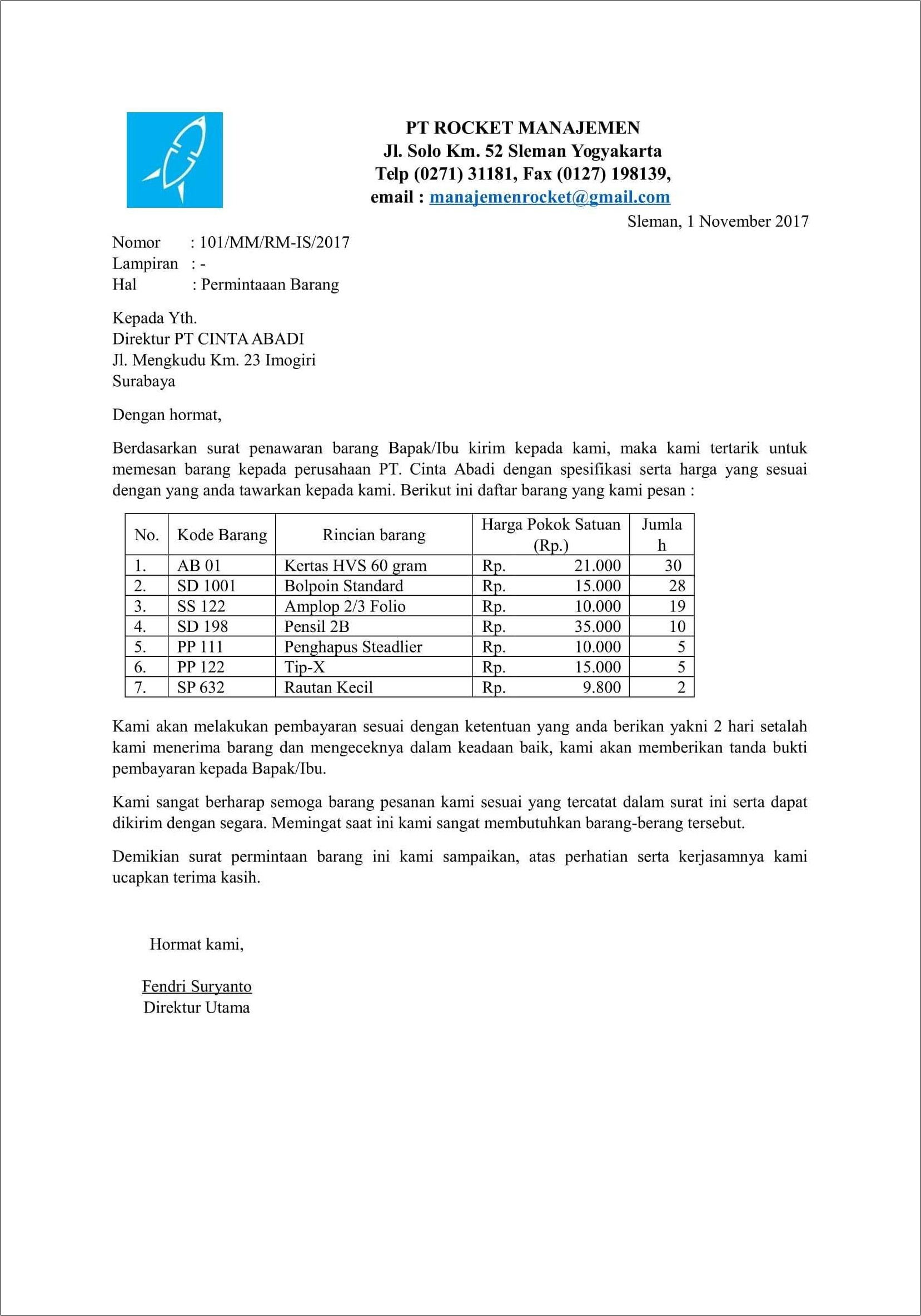 Contoh Surat Permohonan Permintaan Jasa Pekerjaan