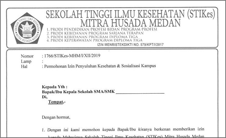 Contoh Surat Permohonan Tugas Kerja Dosen Keluar