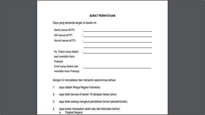 Contoh Surat Pernyataan Ingin Bekerja Dan Senang Bekerja