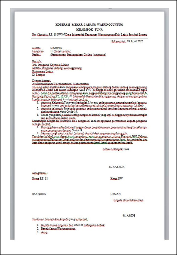 Contoh Surat Pernyataan Kerja Di Koperasi