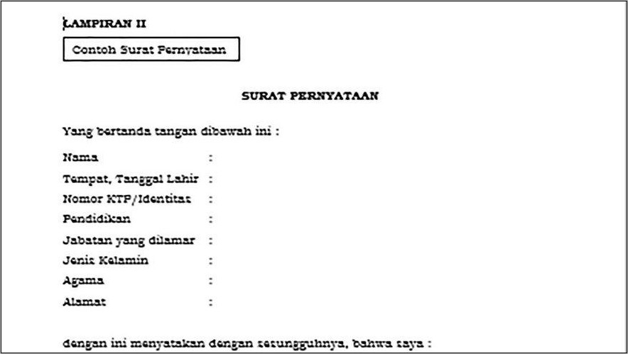 Contoh Surat Pernyataan Kesediaan Bekerja Sebagai Penanggung Jawab