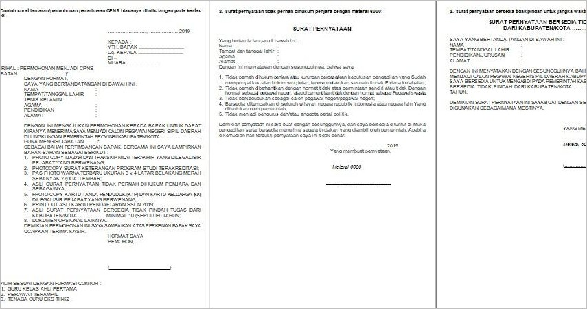 Contoh Surat Pernyataan Kesediaan Ditempatkan Di Lokasi Pekerjaan Proyek