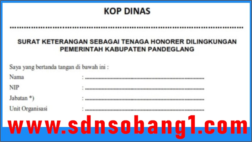 Contoh Surat Pernyataan Lamaran Kerja Honorer
