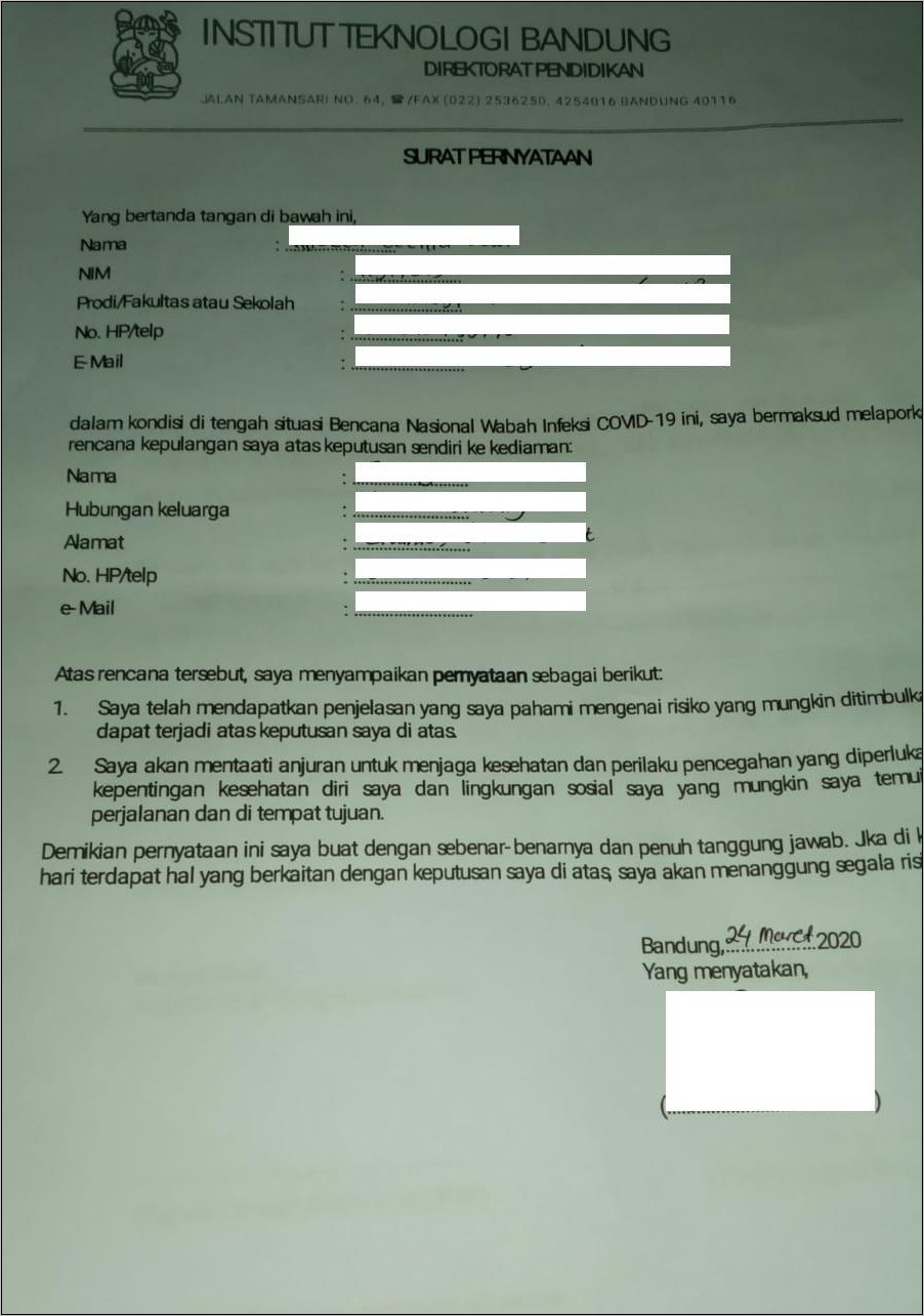 Contoh Surat Pernyataan Mau Kerja Di Malaysia
