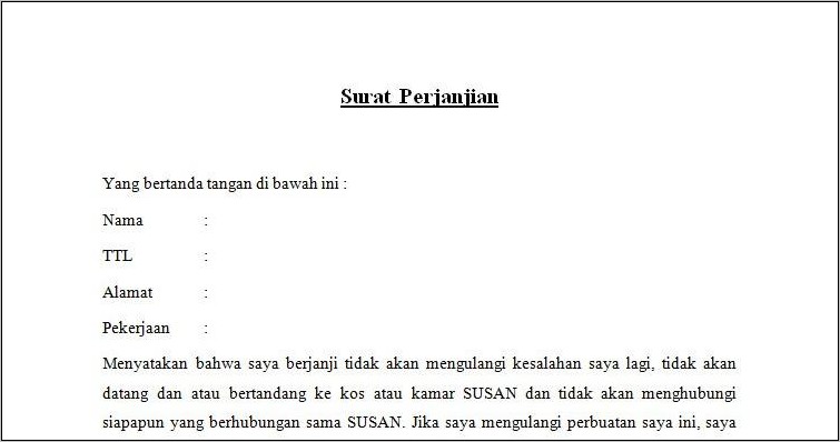 Contoh Surat Pernyataan Tidak Mengulangi Kesalahan Dalam Bekerja