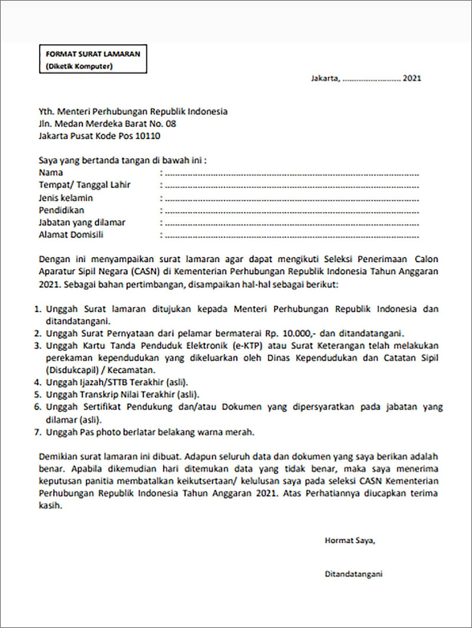 Contoh Surat Pernyataan Tidak Pernah Diberhentikan Kerja Dengan Tidak Hormat