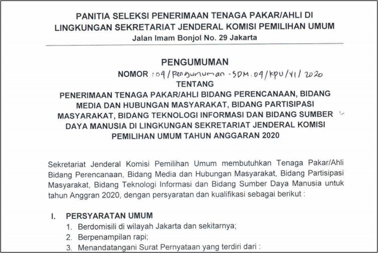 Contoh Surat Pernyataan Tidak Sedang Bekerja Penuh Waktu