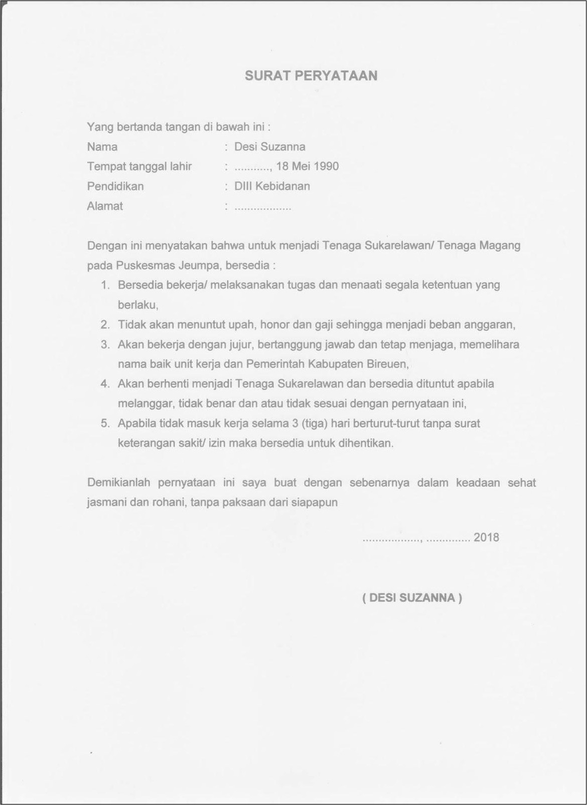 Contoh Surat Pernyataan Untuk Tenaga Kerja Pendampig Untuk Orang Asing