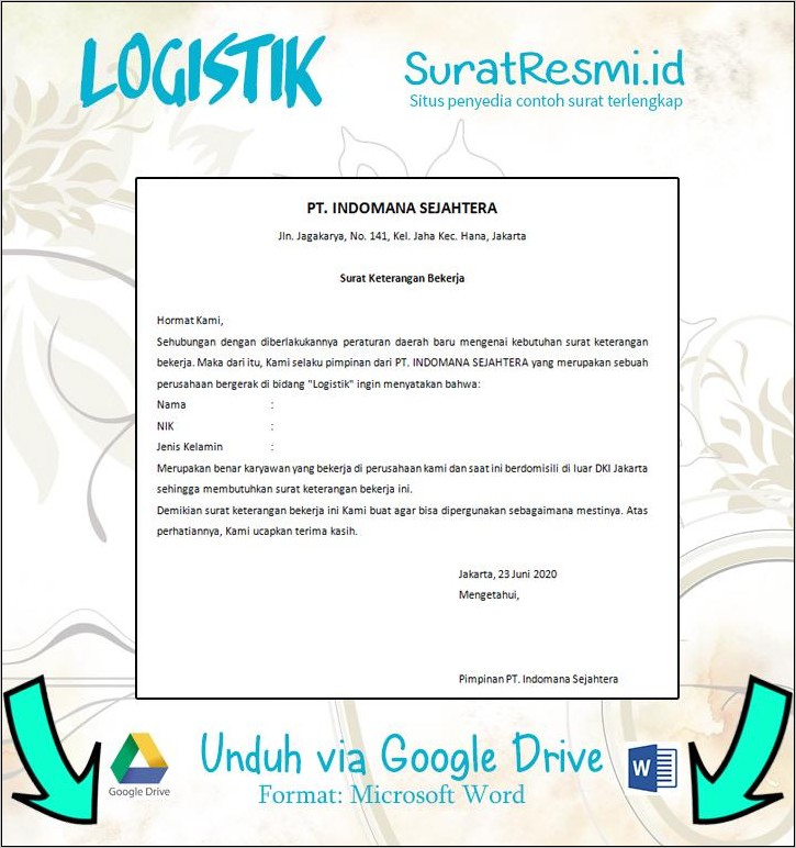 Contoh Surat Pernyatan Kerja Dari Atas Untuk Holiday