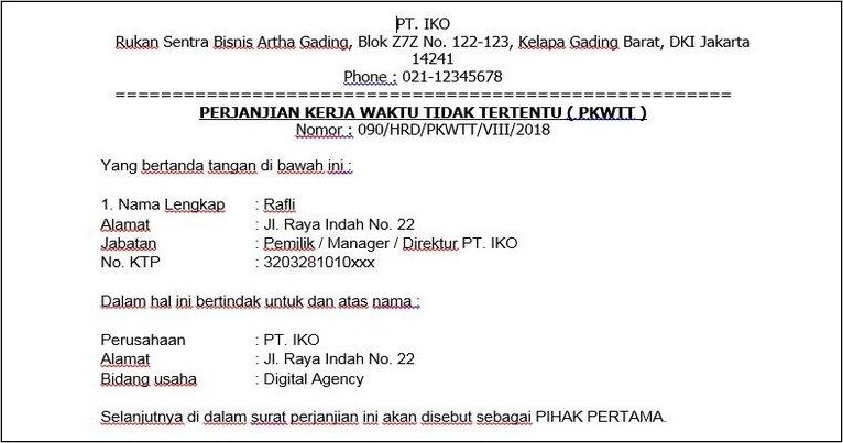 Contoh Surat Perpanjangan Kontrak Pekerjaan Projek Pdf