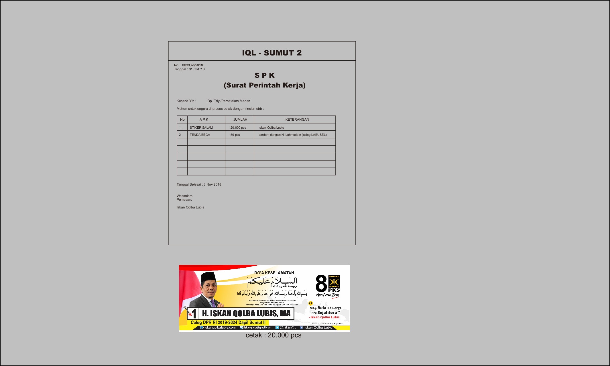 Contoh Surat Plerintah Kerja
