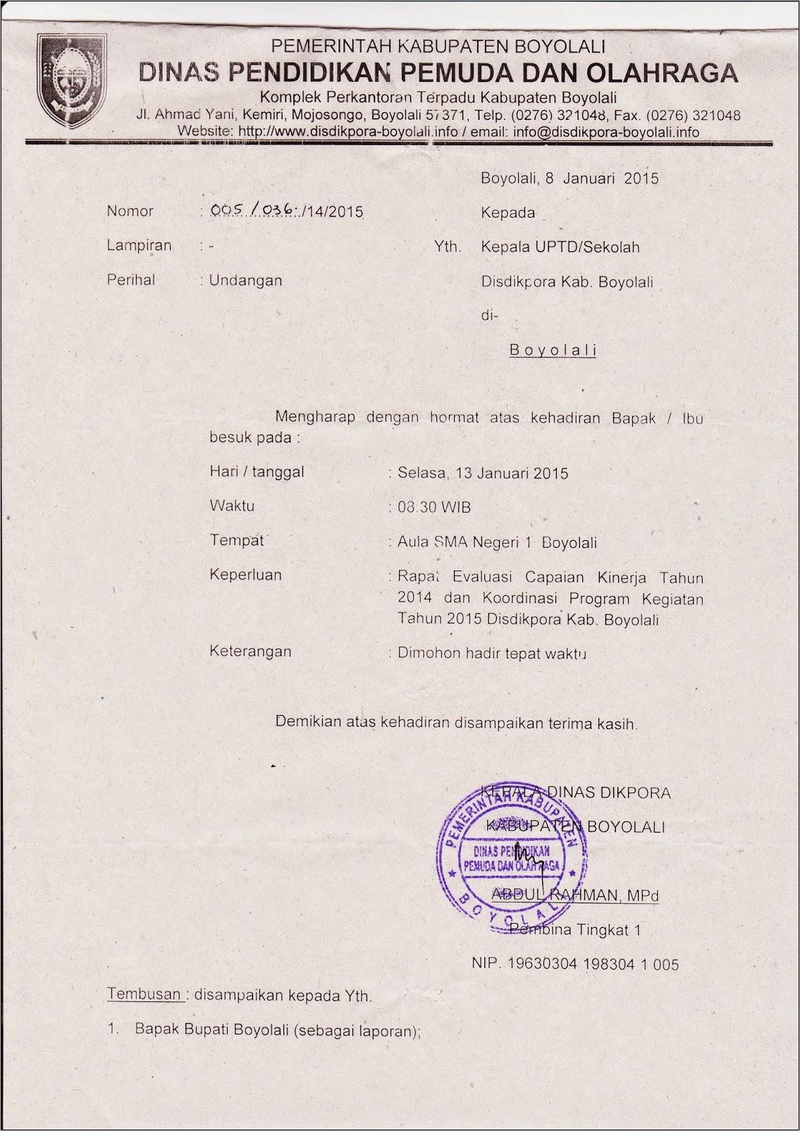 Contoh Surat Rapat Kerja Evaluasi Program Studi