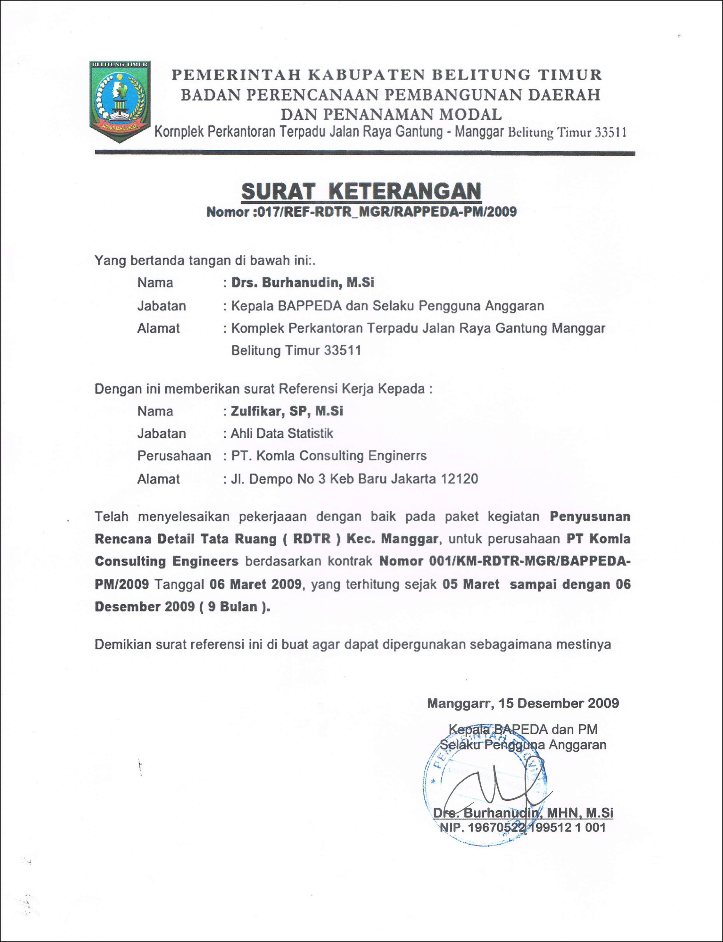 Contoh Surat Referensi Kerja 2019