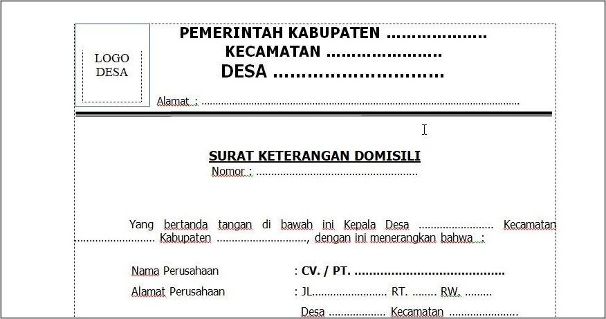 Contoh Surat Rekomendasi Lamaran Kerja Dari Kepala Desa