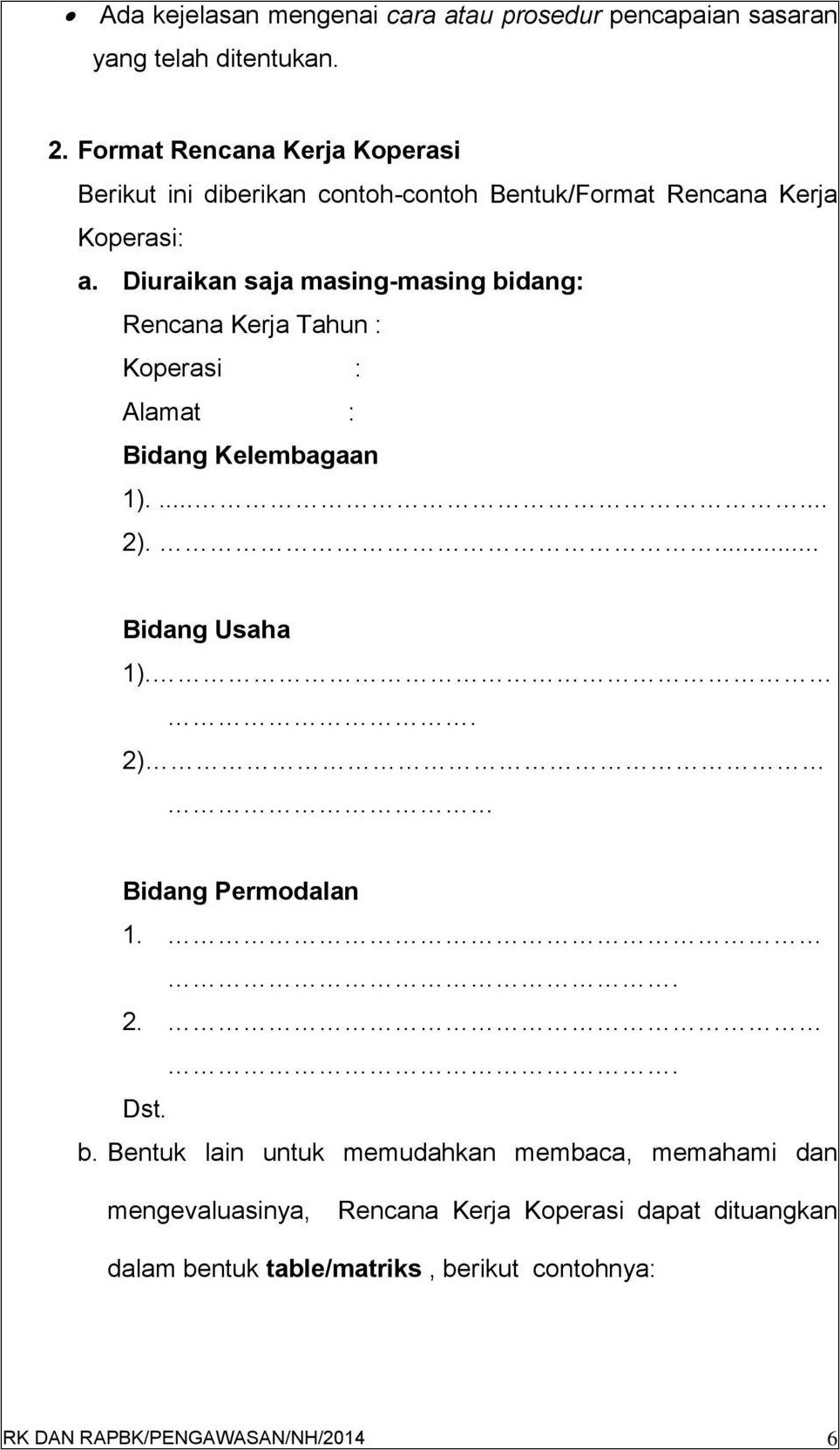 Contoh Surat Rencana Kerja Satu Tahun