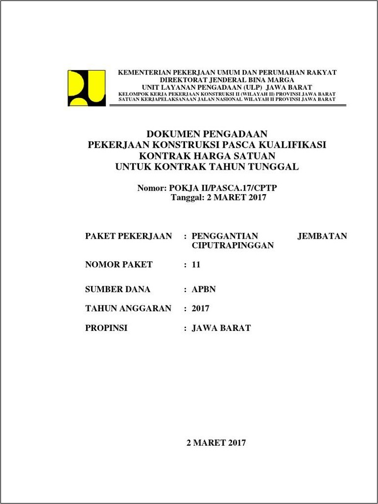 Contoh Surat Resmi Pengajuan Proyek Untuk Kementerian Pekerjaan Umum