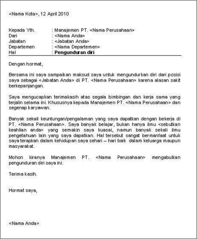 Contoh Surat Risent Kerja Yang Baik Dan Benar