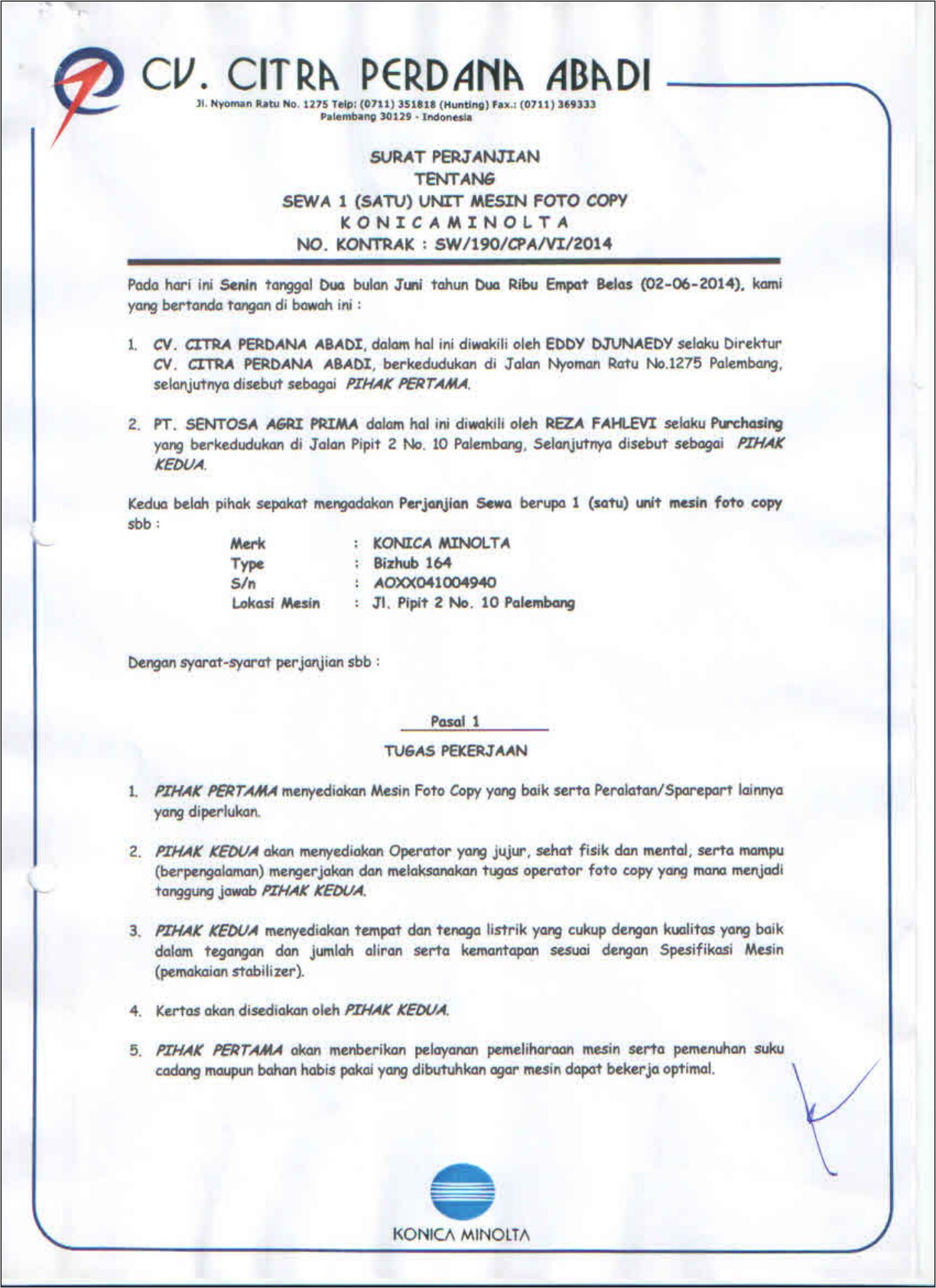 Contoh Surat Sewa Menyewa Alat Kerja