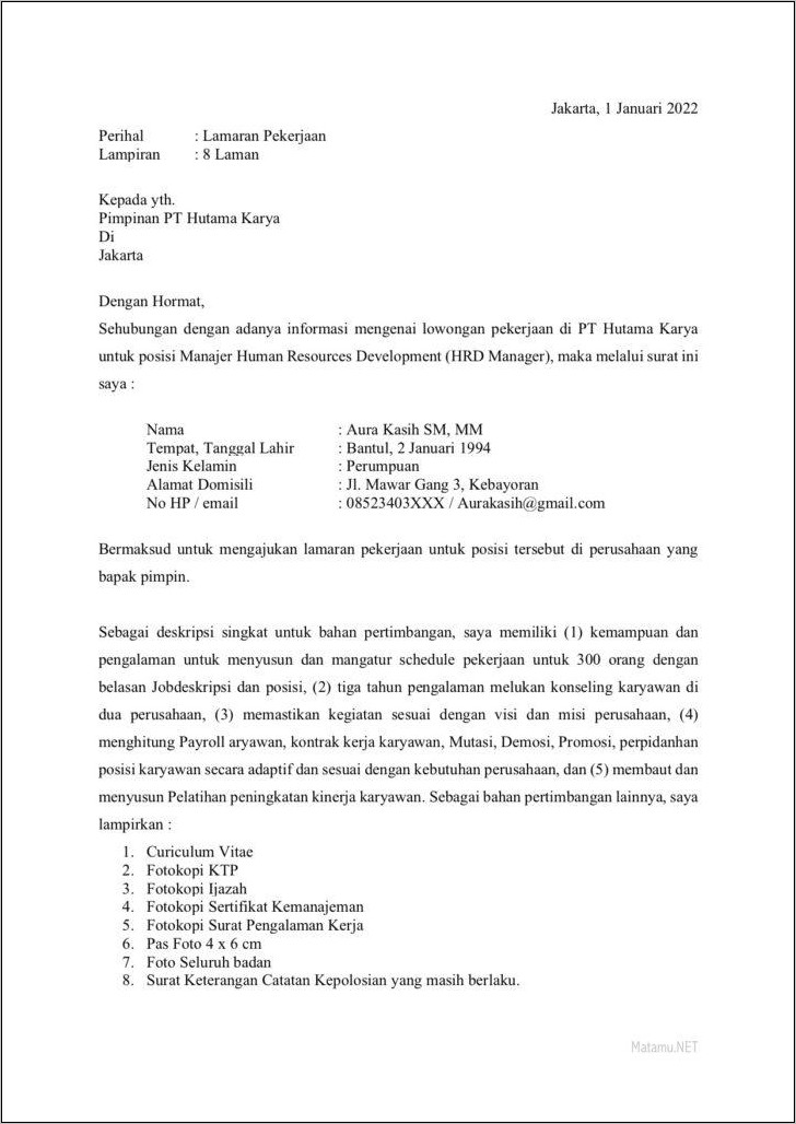 Contoh Surat Tanda Kerja Tdk Lewat Personalia