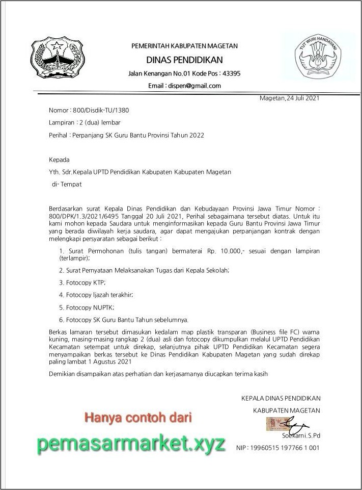 Contoh Surat Tidak Diperpanjang Kontrak Kerja  Surat Lamaran Kerja