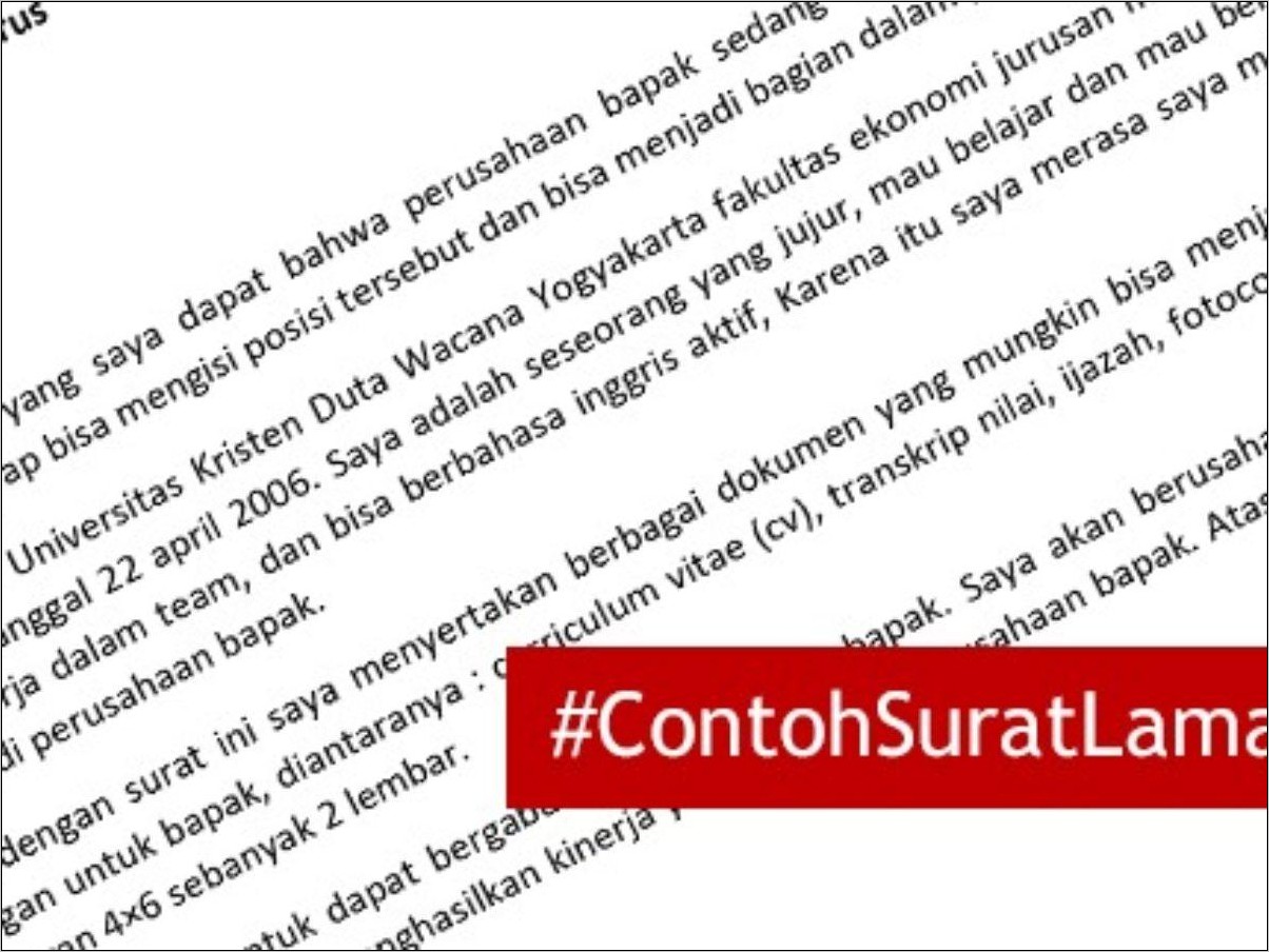 Contoh Tembusan Surat Lamaran Kerja